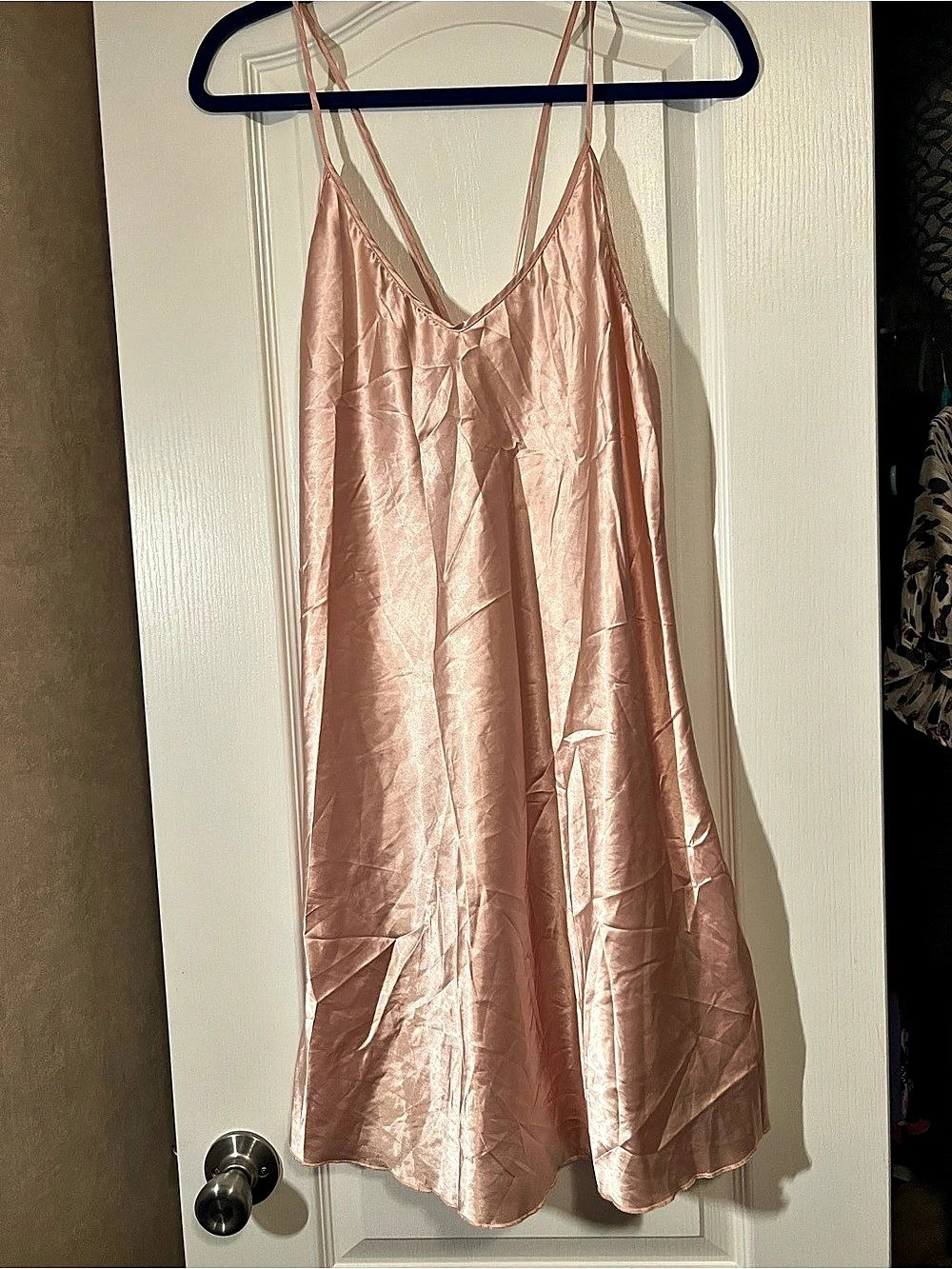 Satin Mini Slip Dress in Pink Size Large